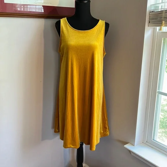 Old Navy | Dresses | Old Navy Gold Colored Velvet Feel Dress Size L |  Poshmark